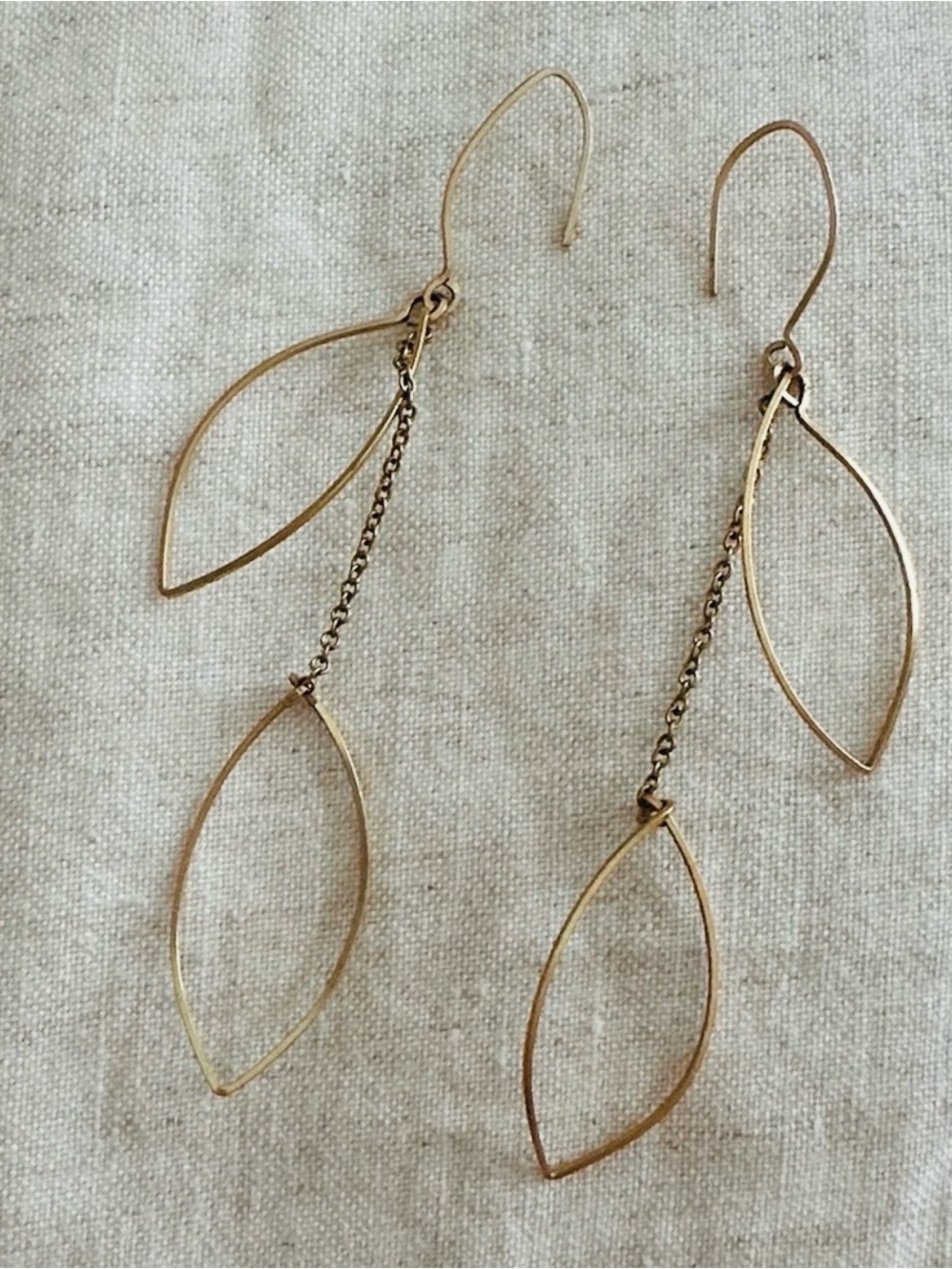 Dainty Drop Leaf French Hook Earrings by Alta Tseng